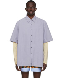 Dries Van Noten Purple Crinkled Cotton Shirt