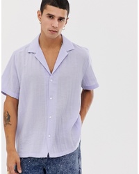 ASOS DESIGN Relaxed Shirt In Lilac With Deep Revere