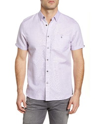 Ted Baker London Slim Fit Havefun Short Sleeve Button Up Shirt
