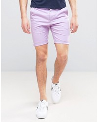 Asos Skinny Chino Shorts In Light Purple