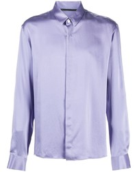 Light Violet Silk Long Sleeve Shirt