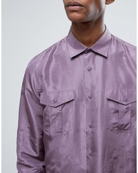 Asos Regular Fit Silk Shirt In Purple