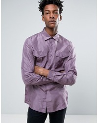 Asos Regular Fit Silk Shirt In Purple