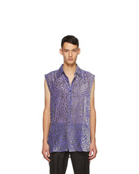 Light Violet Silk Short Sleeve Shirt