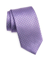 David Donahue Neat Silk Tie In Purple At Nordstrom