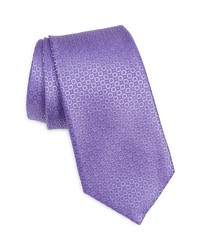 Canali Neat Silk Tie In Purple At Nordstrom