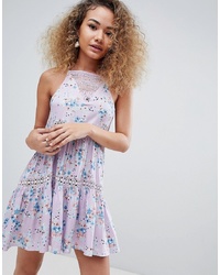 En Creme Sleeveless Floral Mini Dress