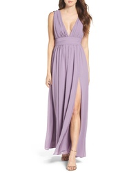 Light Violet Slit Chiffon Evening Dress