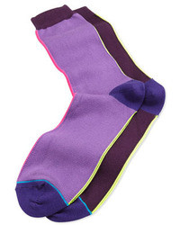 Paul Smith Vertical Neon Stripe Socks Violet
