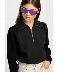 Stella McCartney Shield D Frame Stud Embellished Bio Acetate Mirrored Sunglasses