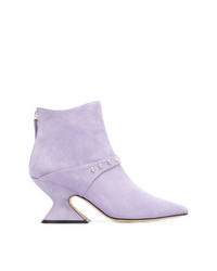 Light Violet Suede Ankle Boots