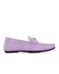 Versace Purple Suede Medusa Loafers