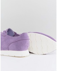 Asos Retro Sneakers In Relaxed Purple Faux Suede