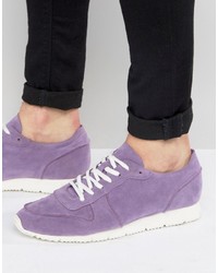 Asos Retro Sneakers In Relaxed Purple Faux Suede