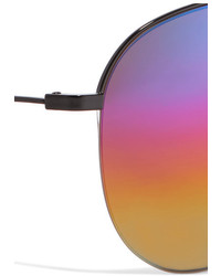 Victoria Beckham Aviator Style Metal Mirrored Sunglasses Purple