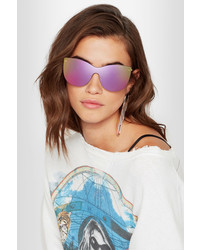 Illesteva Boca Mask Cat Eye Gold Tone Mirrored Sunglasses Purple