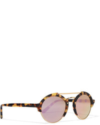 Illesteva Milan Ii Round Frame Acetate And Gold Tone Mirrored Sunglasses Purple