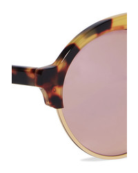 Illesteva Milan Ii Round Frame Acetate And Gold Tone Mirrored Sunglasses Purple