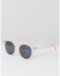 Asos Round Sunglasses In Crystal Pink