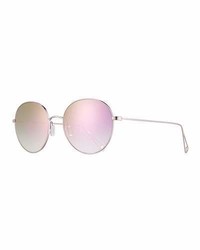 Garrett Leight Valencia Round Iridescent Sunglasses Lilac