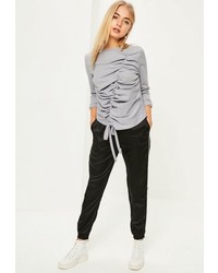 Missguided Grey Ruched Front Sweatshirt