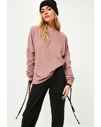 Missguided Purple Extreme Ruched Sleeve Detail Sweatshirt