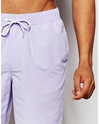Asos Brand Mid Length Swim Shorts In Lilac