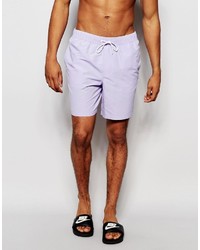 Asos Brand Mid Length Swim Shorts In Lilac