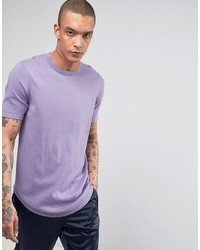 Asos Longline T Shirt With Curved Hem In Lilac