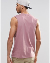 Asos Brand Sleeveless T Shirt With Dropped Armhole In Pink