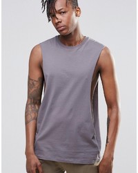 Asos Brand Sleeveless T Shirt With Extreme Dropped Armhole In Purple