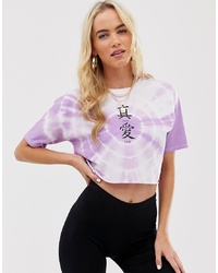 ASOS DESIGN Crop T Shirt With Chinese Stacked Motif In Tie Dye