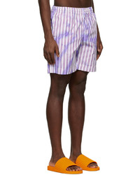 MSGM Purple Tie Dye Striped Bermuda Shorts