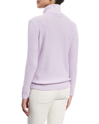 Loro Piana Long Sleeve Turtleneck Cashmere Sweater Lilac Blossom