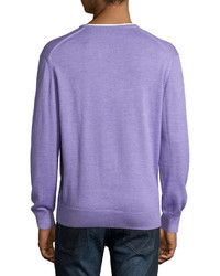Ike Behar Lilac V Neck Sweater
