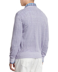 Peter Millar Wool Linen V Neck Sweater Purple