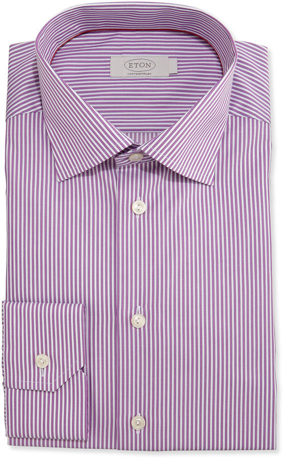 Eton Contemporary Fit Bengal Stripe Dress Shirt Purple, $265 | Neiman ...