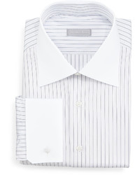 Stefano Ricci Contrast Collar Narrow Stripe Dress Shirt Lavender