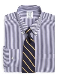 Brooks Brothers Non Iron Traditional Fit Bengal Stripe Dress Shirt