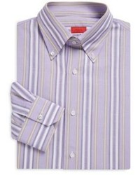Isaia Regular Fit Striped Cotton Dress Shirt