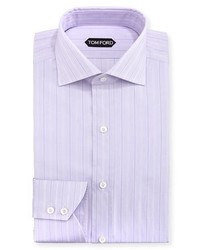 Tom Ford Wide Track Stripe Cotton Dress Shirt Lavender