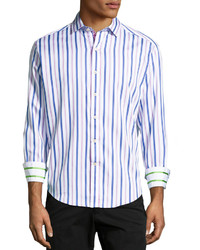 Robert Graham Amaretto Striped Woven Sport Shirt Lilac