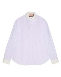 Gucci Embroidered Gg Striped Shirt