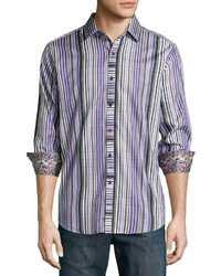 Robert Graham Exmoor Striped Long Sleeve Shirt Purple