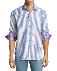 Robert Graham Saguaro Long Sleeve Sport Shirt Purple