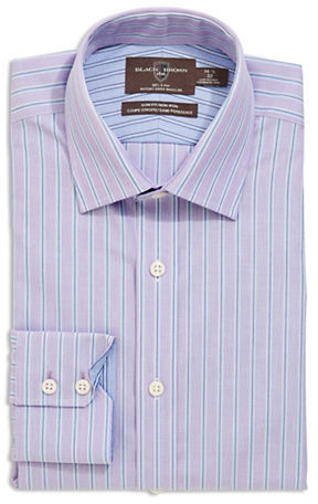 Lord & Taylor Dress Shirt By Metropolitan L Brown With Light Brown  Pinstripes