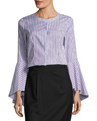Milly Michelle Bell Sleeve Striped Shirting Blouse
