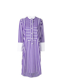 Light Violet Vertical Striped Shirtdress