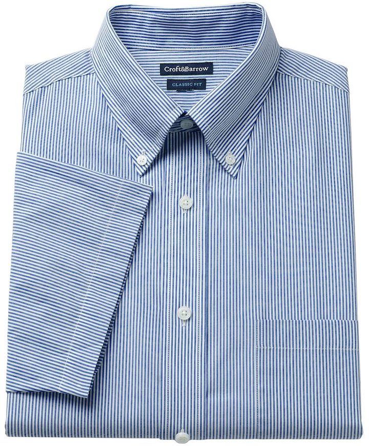 Croft Barrow Classic Fit Pinpoint Oxford Striped Button Down Collar ...