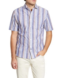 johnnie-O Hangin Out Cox Stripe Short Sleeve Button Up Shirt
